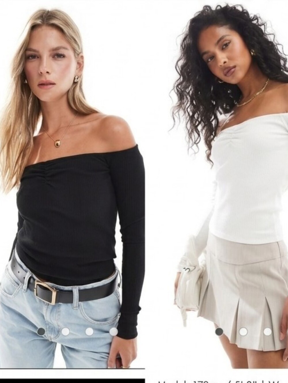 Cotton On Ribbed Off-Shoulder Top Duo - Black & White Size XS